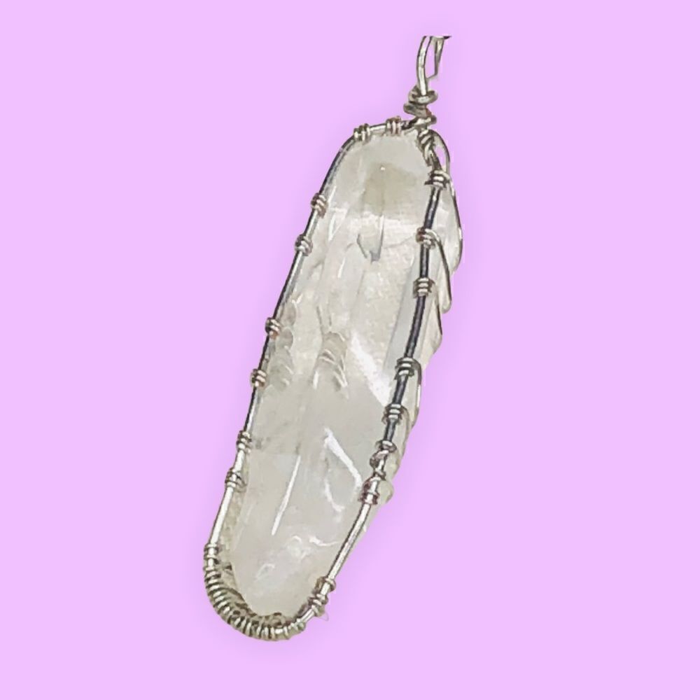 Tree of Life Wire Wrapped Clear Quartz Crystal Necklace - Picture 8 of 11